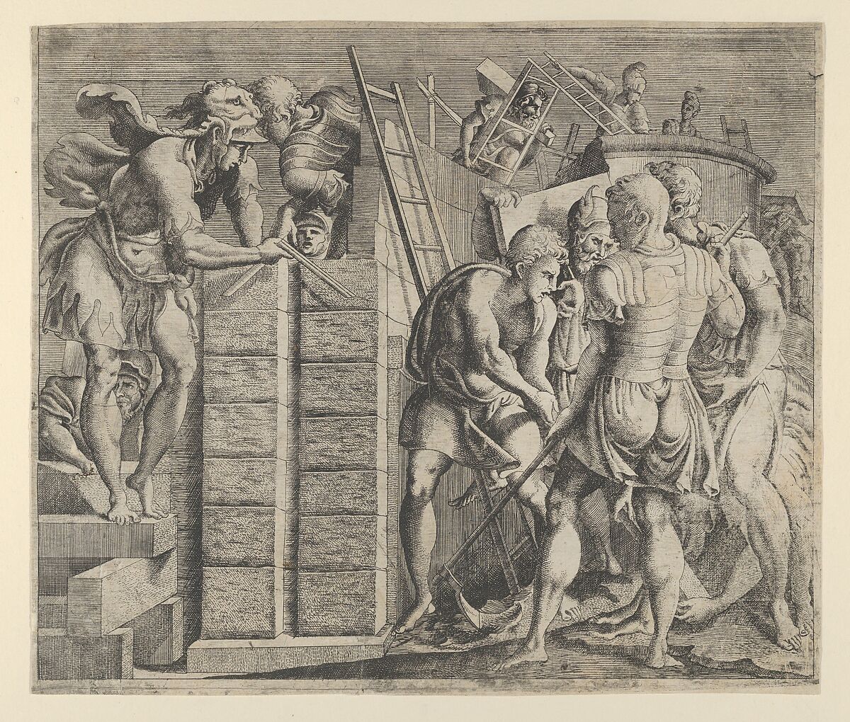 Cadmus Building Thebes, Anonymous, French, School of Fontainebleau, 16th century, Etching 
