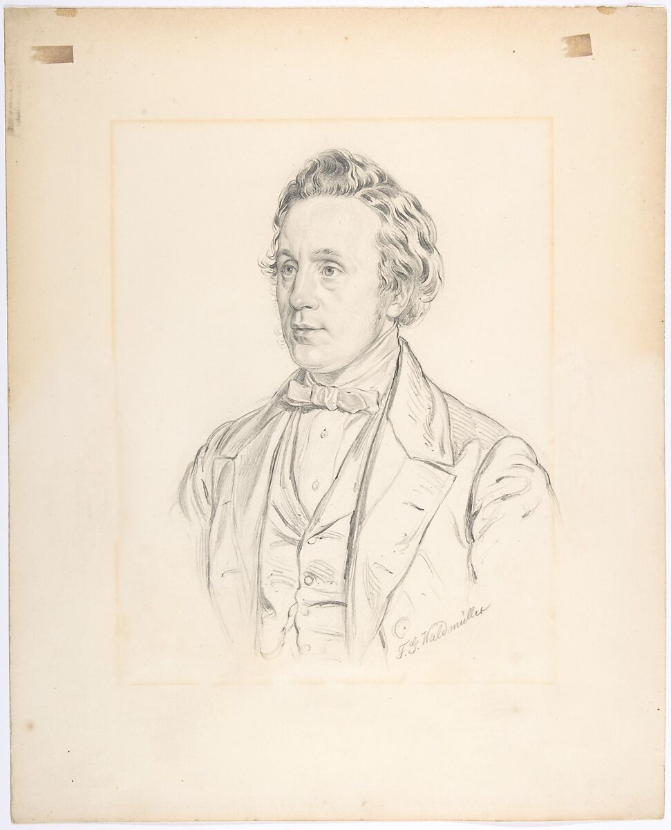 Portrait of Franz Jauner (Vienna 1832-1900 Vienna), Theater Director and Actor in Vienna, Ferdinand Georg Waldmüller (Austrian, Vienna 1793–1865 Helmstreitmühle in der Hinterbrühl), Graphite 