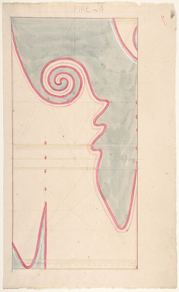 Design for a Rug: "Fire No. 4", Maxwell Ashby Armfield (British, Ringwood, Hampshire 1881–1972 Warminster, Wiltshire), Watercolor over graphite 