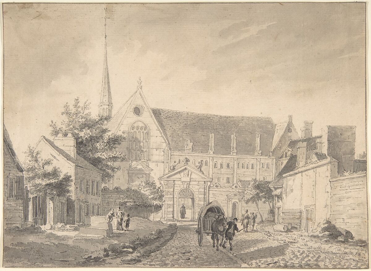 View of the Church of Passy, near Paris, Reinier Vinkeles (Dutch, Amsterdam 1741–1816 Amsterdam), Pen and black ink and black and gray wash 