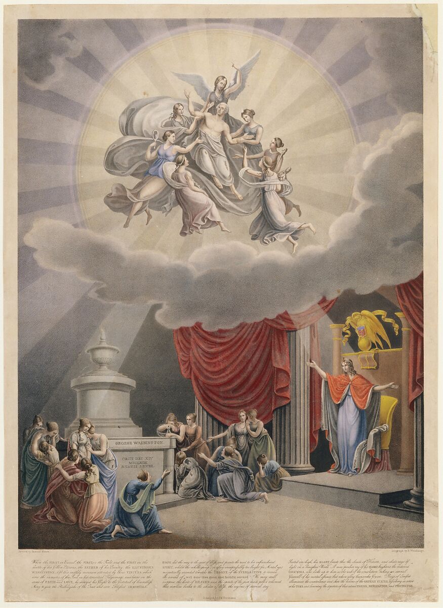 Apotheosis of George Washington, Heinrich Weishaupt (German, 1810–1883), Hand-colored lithograph 
