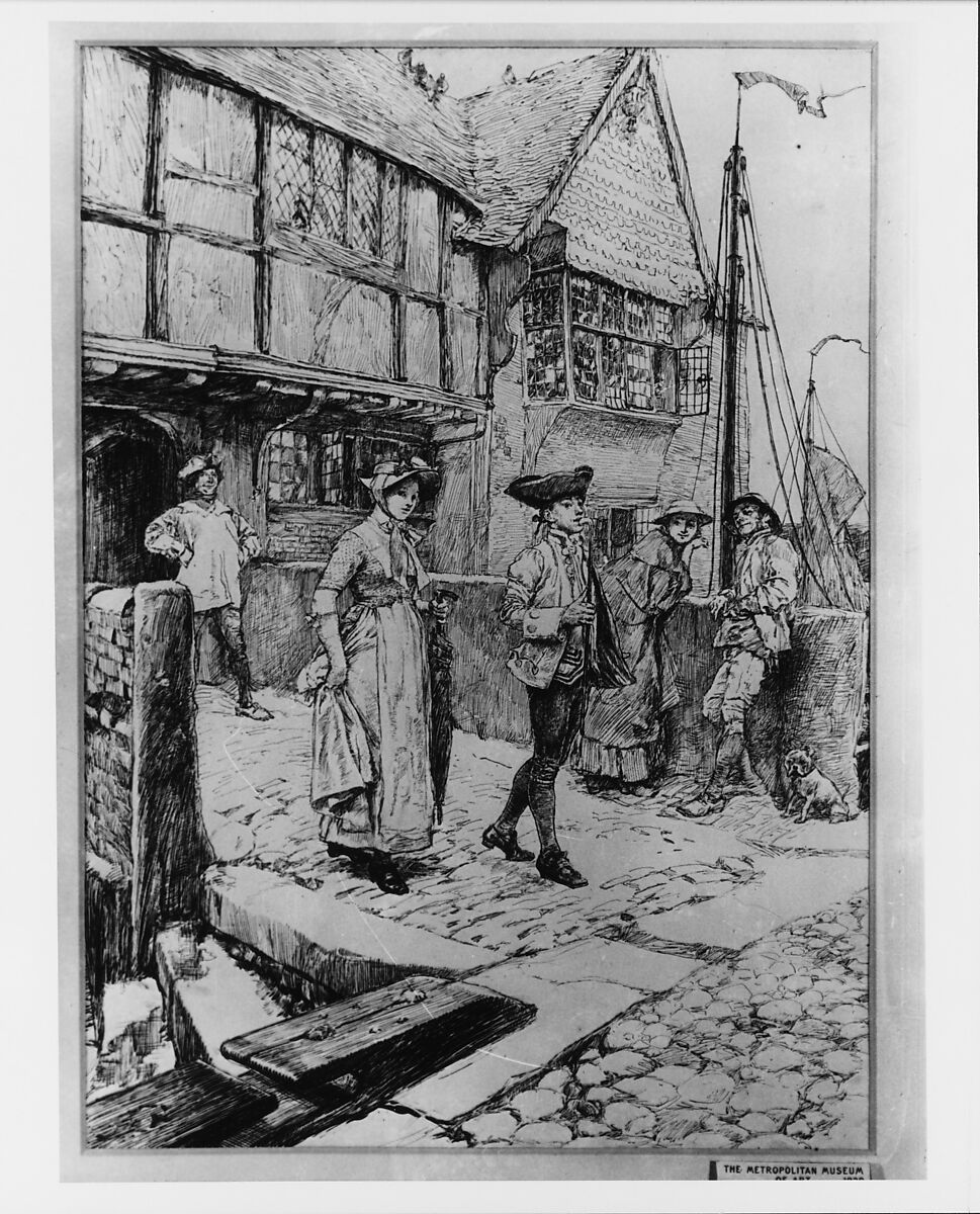 The Sunday Walk, illustration to "Sally in Our Alley", Edwin Austin Abbey (American, Philadelphia, Pennsylvania 1852–1911 London), Pen and ink on cardboard