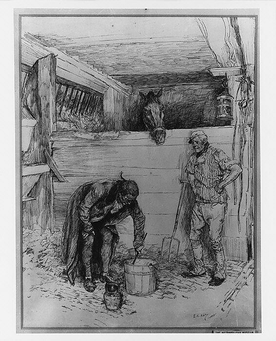 And none knew why he fed them both with his own hands, illustration to "Quince", Edwin Austin Abbey (American, Philadelphia, Pennsylvania 1852–1911 London), Pen and ink on cardboard