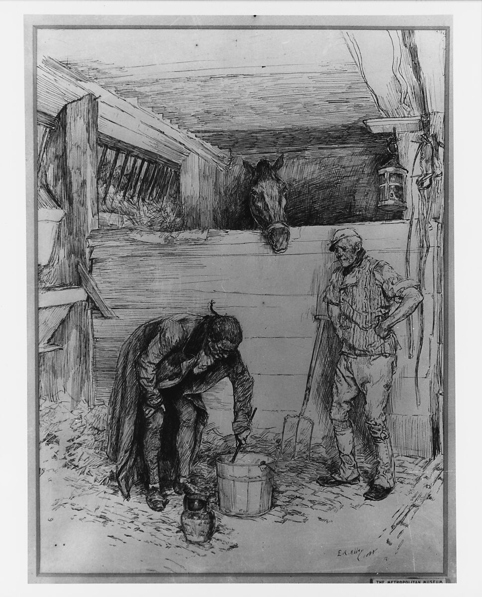 And none knew why he fed them both with his own hands, illustration to "Quince", Edwin Austin Abbey (American, Philadelphia, Pennsylvania 1852–1911 London), Pen and ink on cardboard