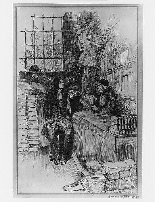 He went to Tonson, illustration to "The Noble Patron", Edwin Austin Abbey (American, Philadelphia, Pennsylvania 1852–1911 London), Pen and ink on cardboard