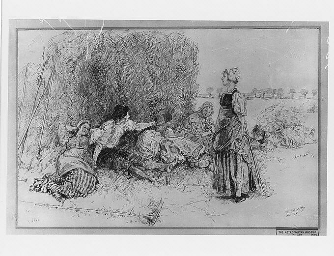 The Harvesters, illustration to "The Leather Bottèl", Edwin Austin Abbey (American, Philadelphia, Pennsylvania 1852–1911 London), Pen and ink