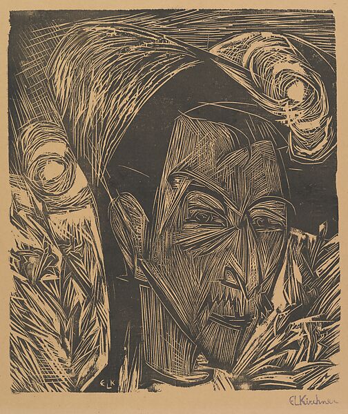 Portrait of David Müller, Ernst Ludwig Kirchner (German, Aschaffenburg 1880–1938 Frauenkirch), Woodcut 