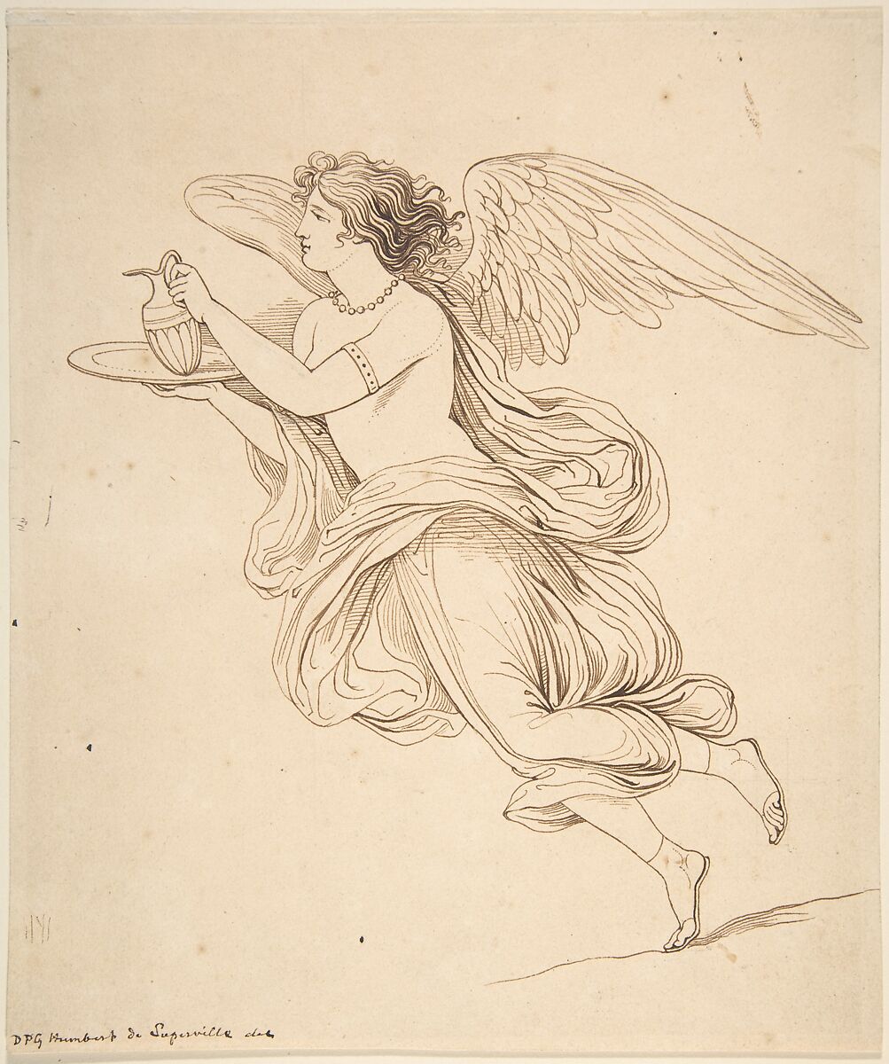 An Angel Holding a Carafe on a Plate, David-Pierre Giottino Humbert de Superville (Dutch, The Hague 1770–1849 Leiden), Pen and brown ink 
