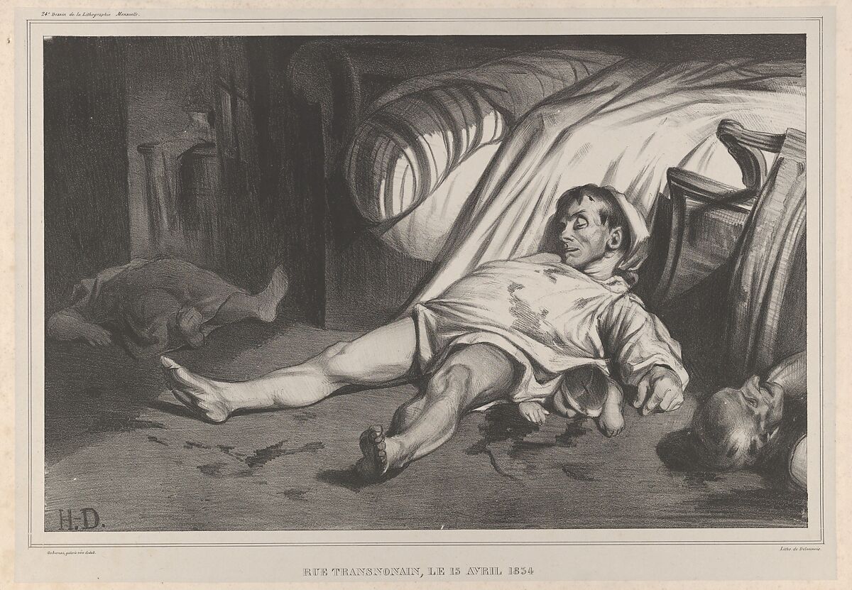 Rue Transnonain,  le 15 Avril, 1834, Plate 24 of l'Association mensuelle, Honoré Daumier (French, Marseilles 1808–1879 Valmondois), Lithograph 