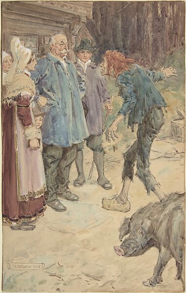 Illustration for "Little Peter: A Christmas Morality for Children of Any Age", Charles Edmund Brock (British, London 1870–1938 Cambridge), Watercolor over graphite with touches of gouache (bodycolor) 