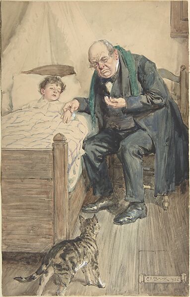 Illustration for "Little Peter: A Christmas Morality for Children of Any Age", Charles Edmund Brock (British, London 1870–1938 Cambridge), Watercolor over graphite with touches of gouache (bodycolor) 