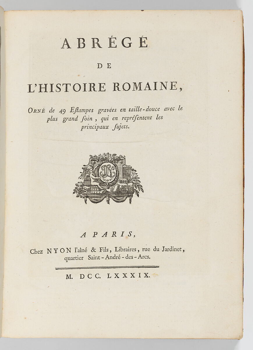 Abrégé de l'histoire Romaine, Abbé Claude Francois Xavier Millot (French, 1726–1785), plates: etchings