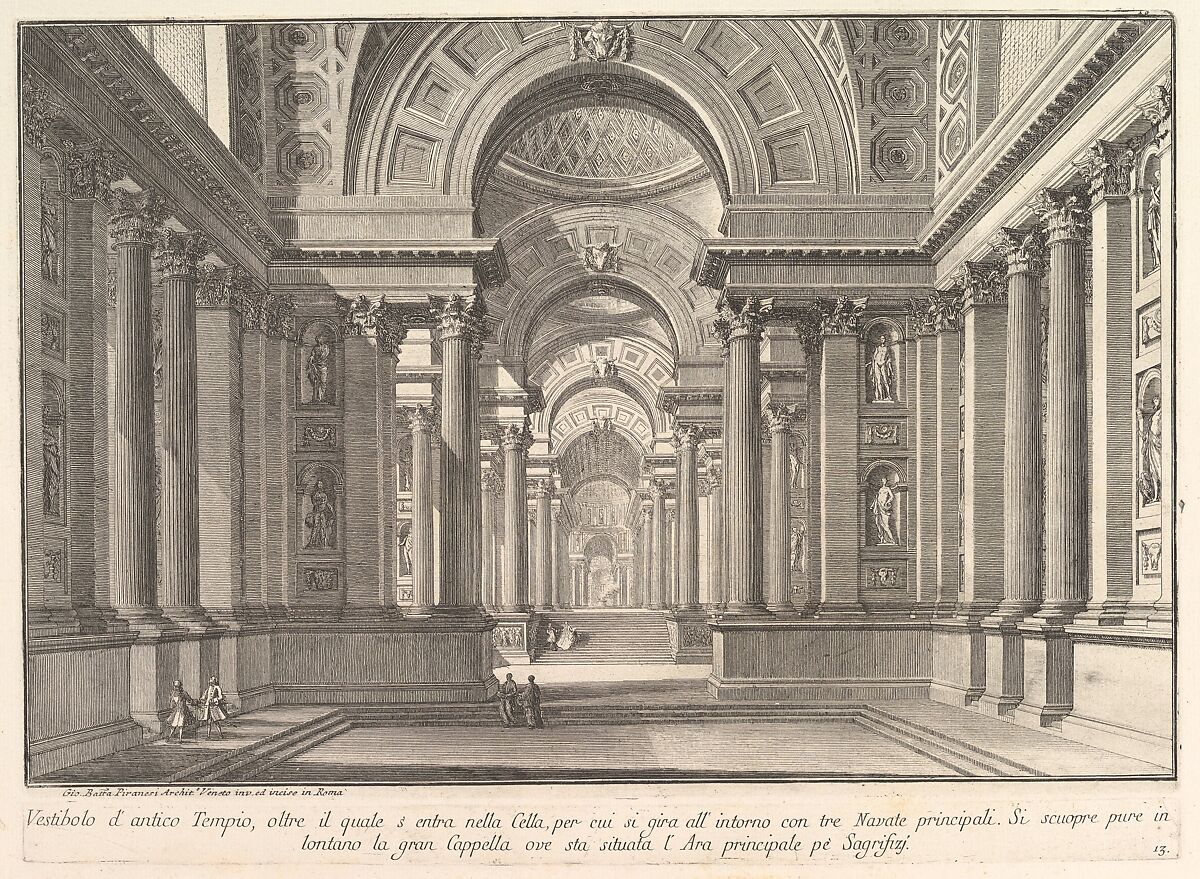 Vestibule of an ancient temple... (Vestibolo d'antico Tempio...), from "Prima Parte di Architettura, e Prospettive", Giovanni Battista Piranesi (Italian, Mogliano Veneto 1720–1778 Rome), Etching 
