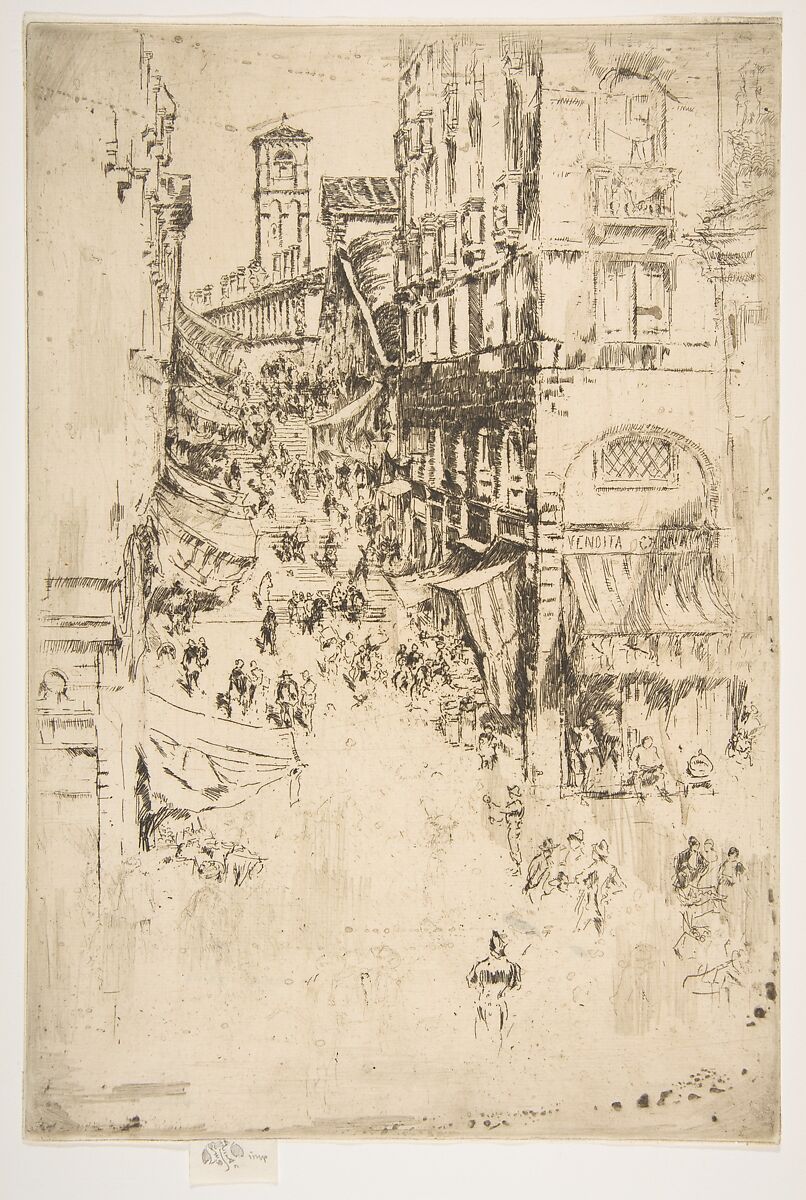 The Rialto, James McNeill Whistler (American, Lowell, Massachusetts 1834–1903 London), Etching and drypoint, printed in black ink on medium weight ivory laid paper; first state of three (Glasgow) 