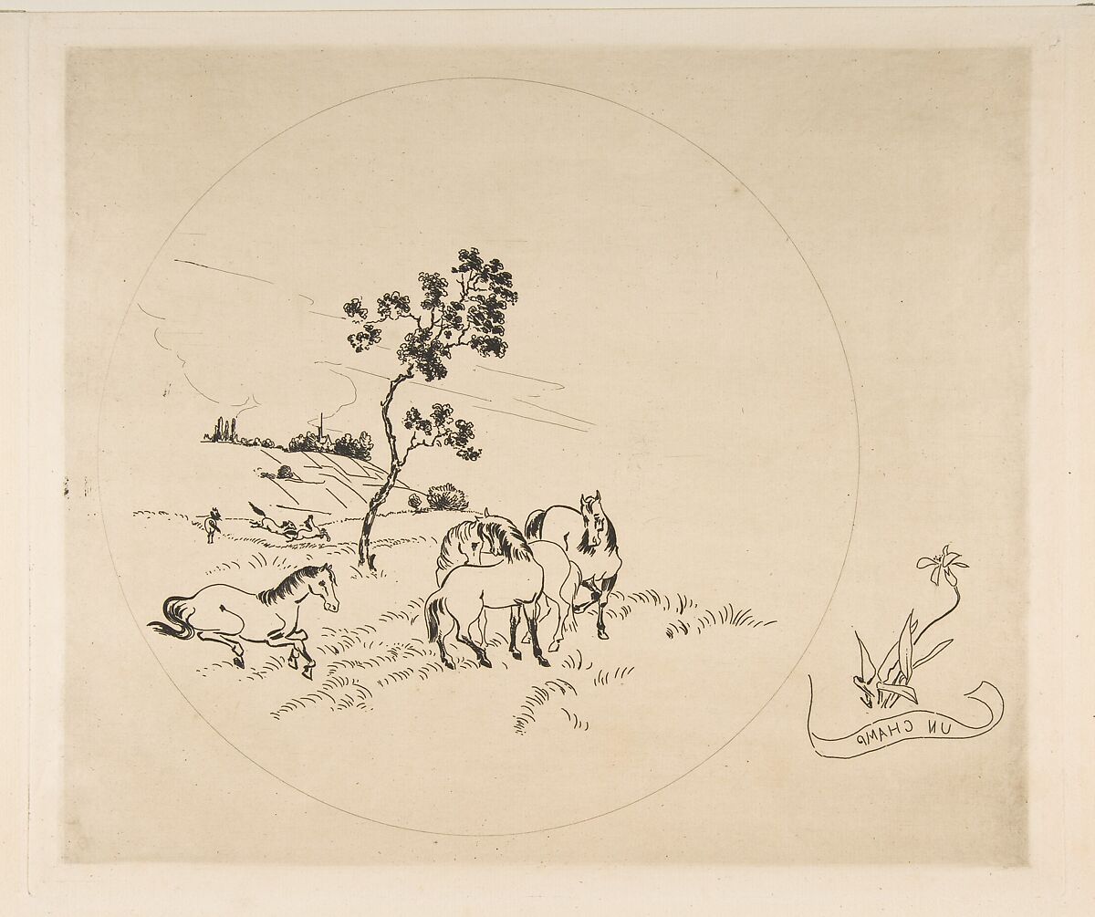 Decoration for a Plate: A Field, Félix Bracquemond (French, Paris 1833–1914 Sèvres), Etching 