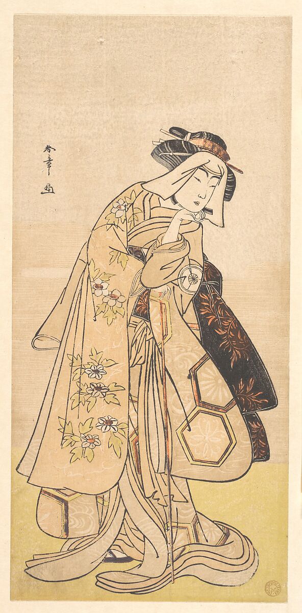 The Fourth Iwai Hanshirō as a Woman, Katsukawa Shunshō　勝川春章 (Japanese, 1726–1792), Woodblock print (nishiki-e); ink and color on paper, Japan 