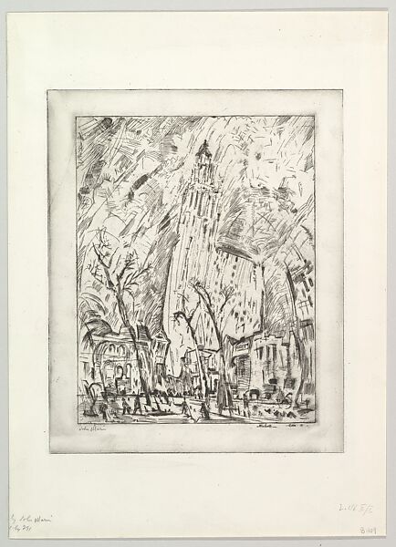 Woolworth Building (The Dance), John Marin (American, Rutherford, New Jersey 1870–1953 Cape Split, Maine), Etching, second state of two 