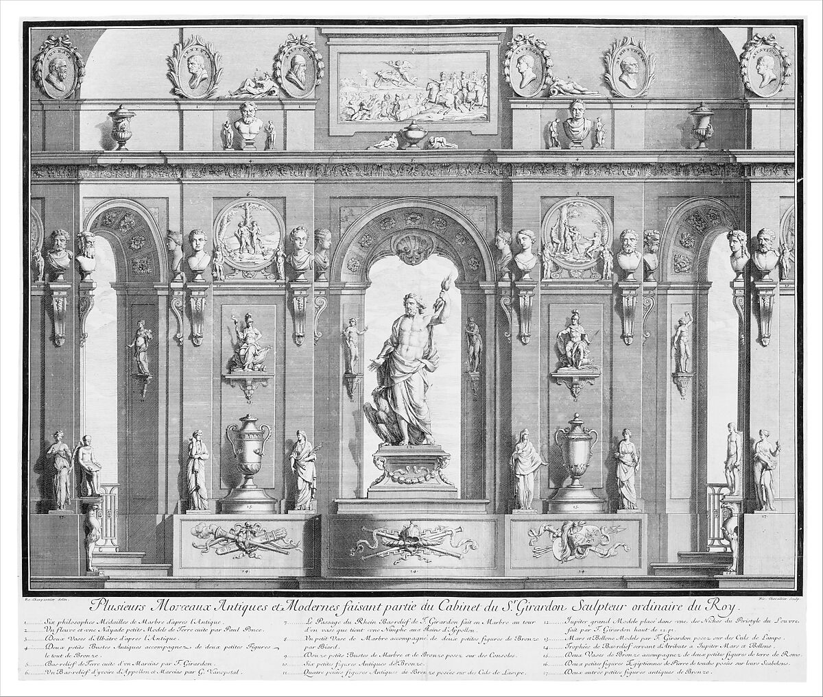 La Galerie de Girardon, Nicolas Chevalier (French, active Paris, 18th century), Etching and engraving 