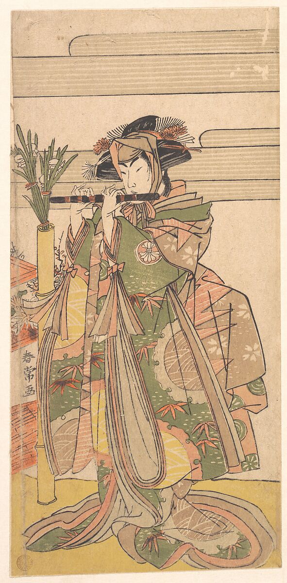 The Third Segawa Kikunojo as a Woman, Katsukawa Shunjō (Japanese, died 1787), Woodblock print; ink and color on paper, Japan 