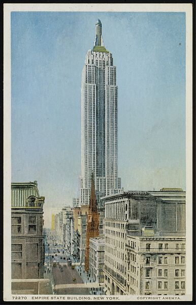 The Empire State Building, New York City, Detroit Publishing Company (American), Color lithograph