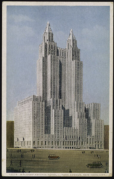 Waldorf-Astoria Hotel, Park Avenue, New York City, Detroit Publishing Company (American), Color lithograph 