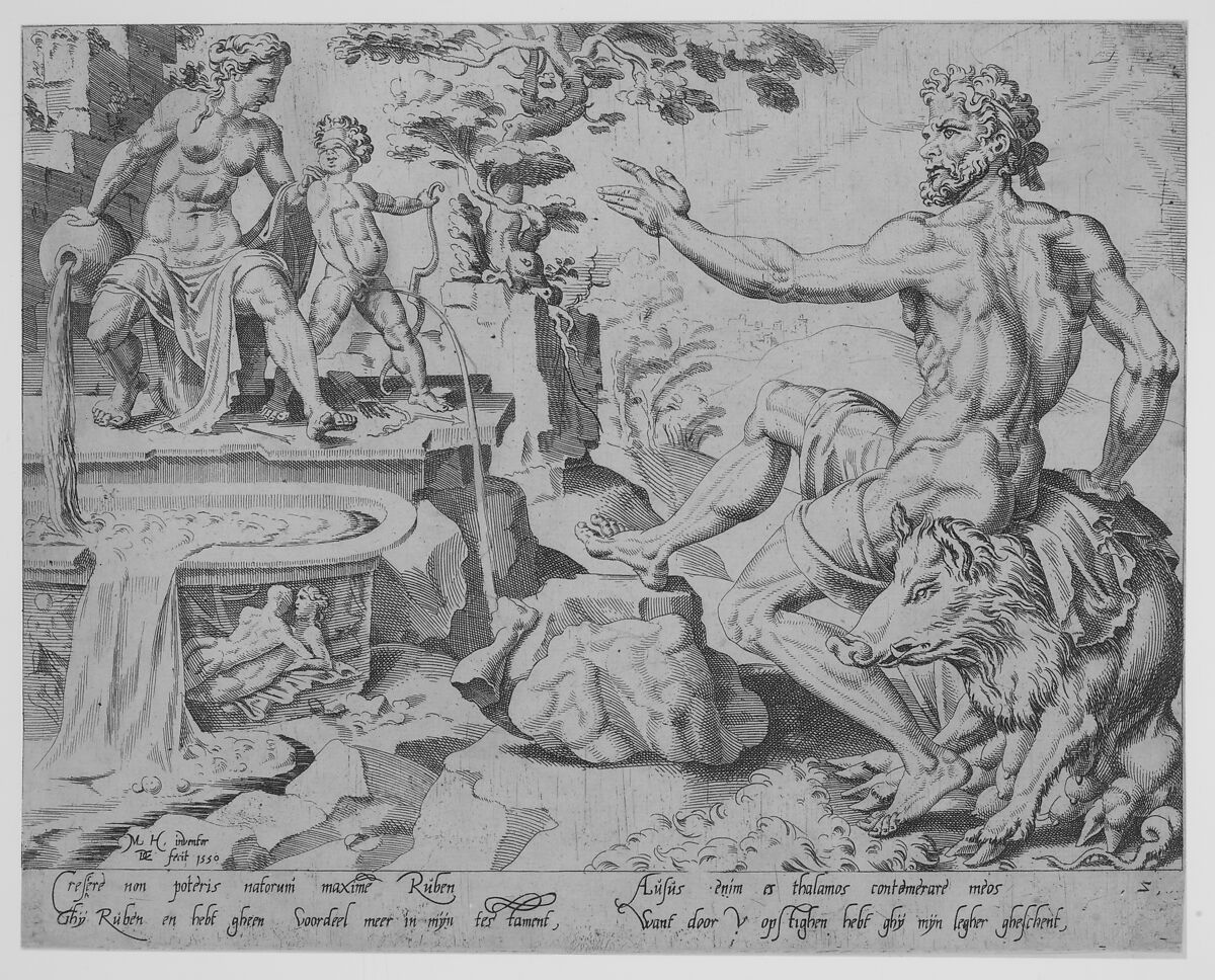 Reuben [Genesis 49:3-4], from "The Twelve Patriarchs", After Maarten van Heemskerck (Netherlandish, Heemskerck 1498–1574 Haarlem), Etching; second state