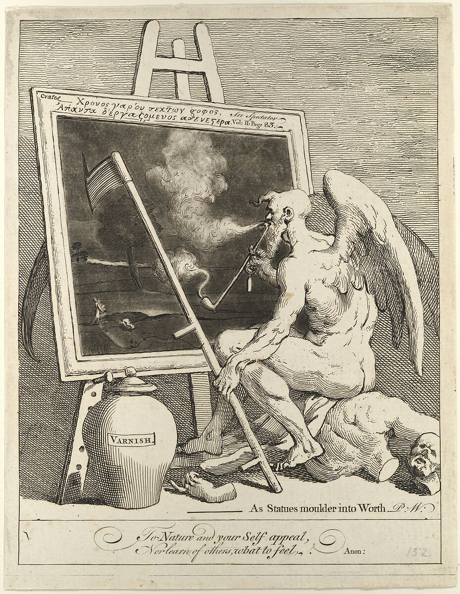 Time Smoking a Picture, William Hogarth (British, London 1697–1764 London), Etching and mezzotint; second state of three