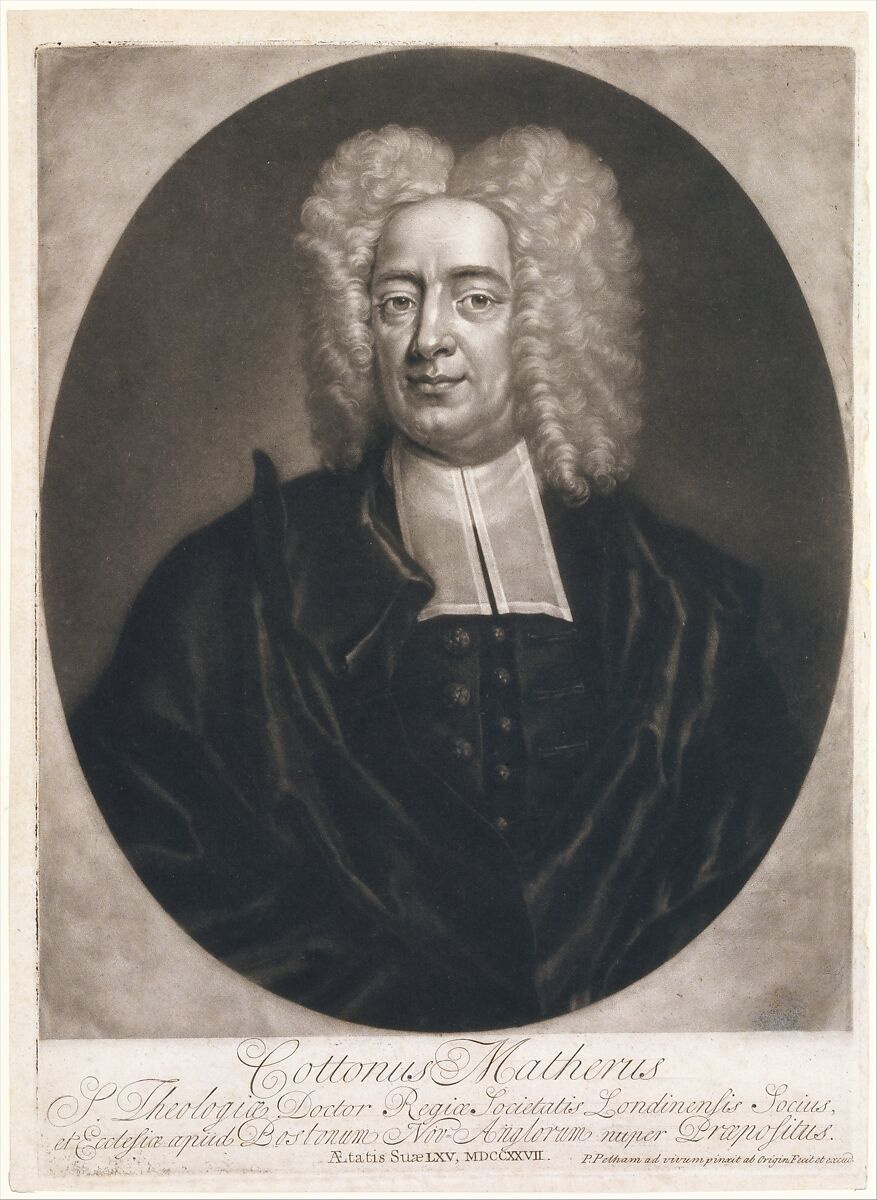 Cottonus Matheris (Cotton Mather), Peter Pelham  American, born England, Mezzotint; second (?) state of three (Russell)