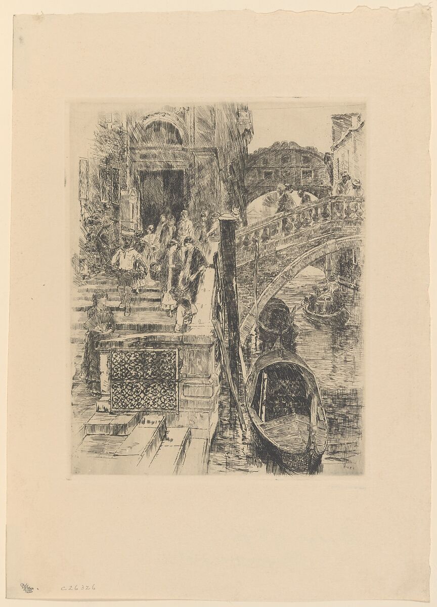 Bridge of Sighs, Venice (First Plate), Frank Duveneck (American, Covington, Kentucky 1848–1919 Cincinnati, Ohio), Etching, printed with plate tone 