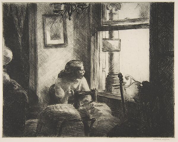 East Side Interior, Edward Hopper (American, Nyack, New York 1882–1967 New York), Etching 