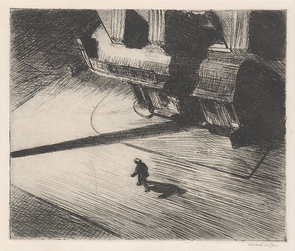 Night Shadows, Edward Hopper (American, Nyack, New York 1882–1967 New York), Etching
