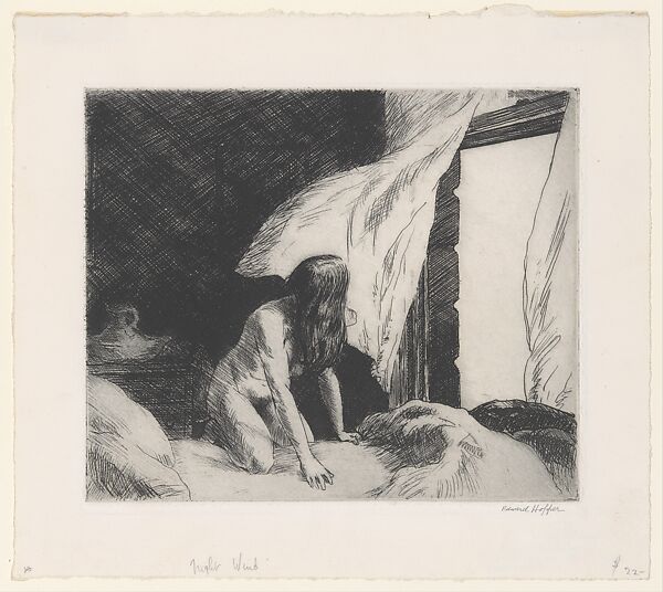 Evening Wind, Edward Hopper (American, Nyack, New York 1882–1967 New York), Etching