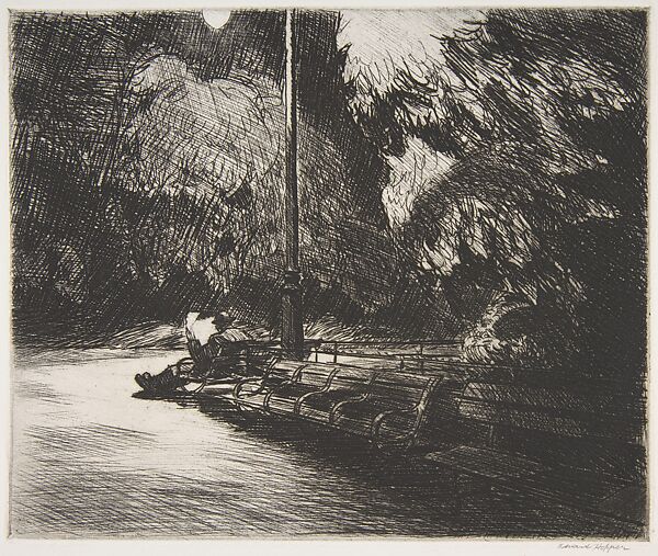 Night in the Park, Edward Hopper (American, Nyack, New York 1882–1967 New York), Etching 