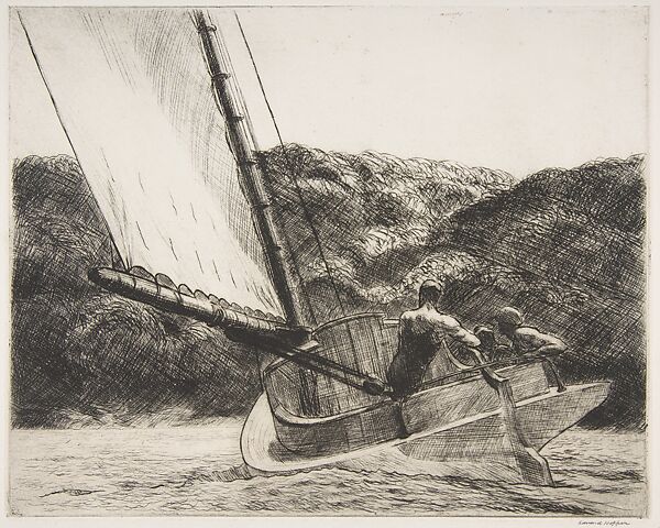 Cat Boat, Edward Hopper (American, Nyack, New York 1882–1967 New York), Etching 