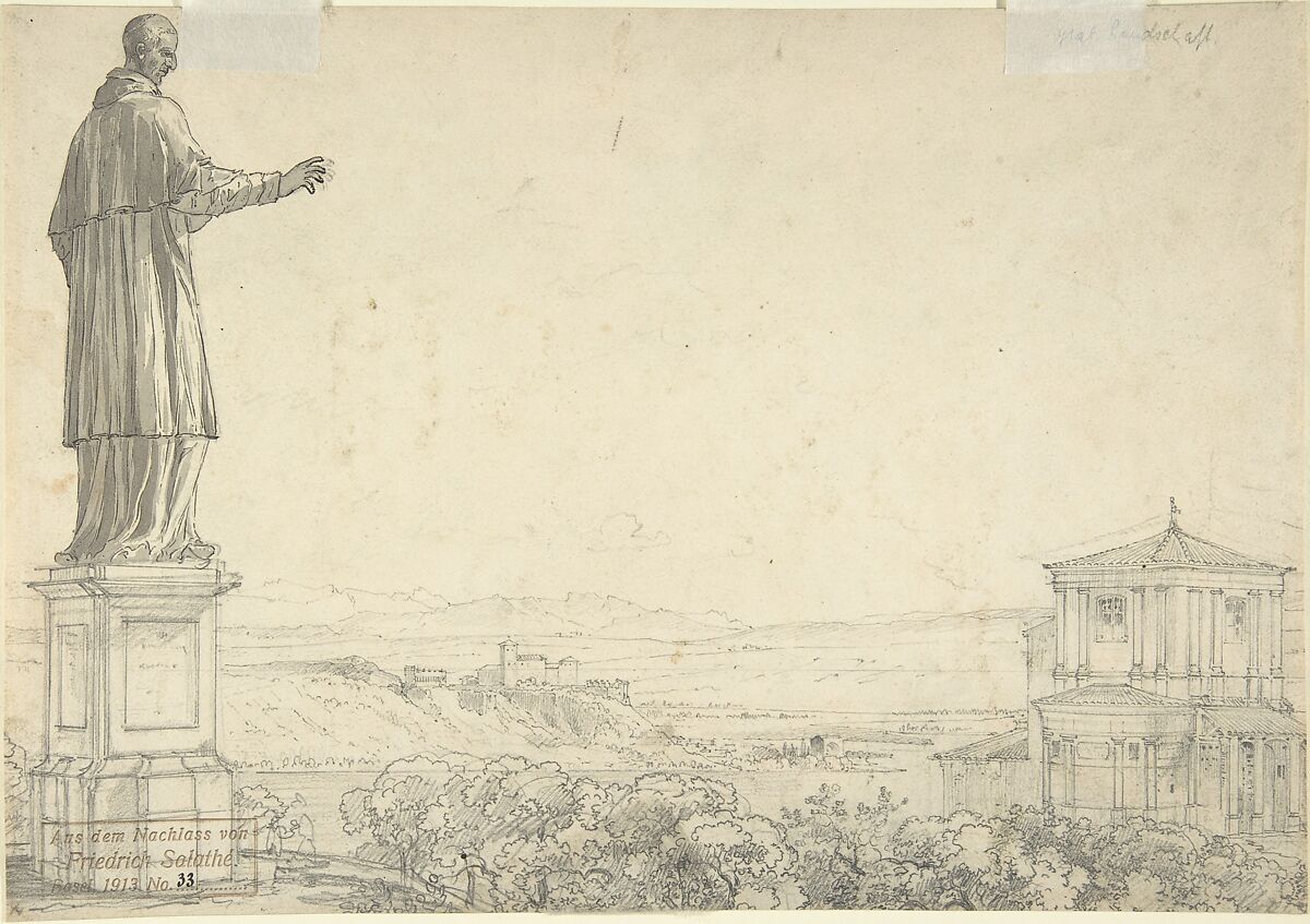 Italian Landscape with Trees (recto), Friedrich Salathé (Swiss, Binningen 1793–1860 Paris), Watercolor (recto)
Graphite, brush and gray ink (verso)