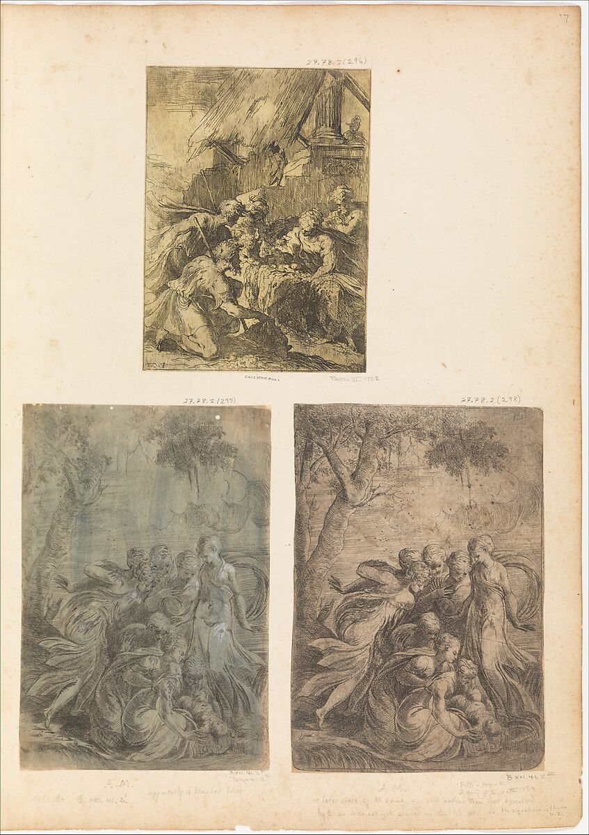 Moses Rescued from the Nile, Andrea Schiavone (Andrea Meldola) (Italian, Zadar (Zara) ca. 1510?–1563 Venice), Etching 