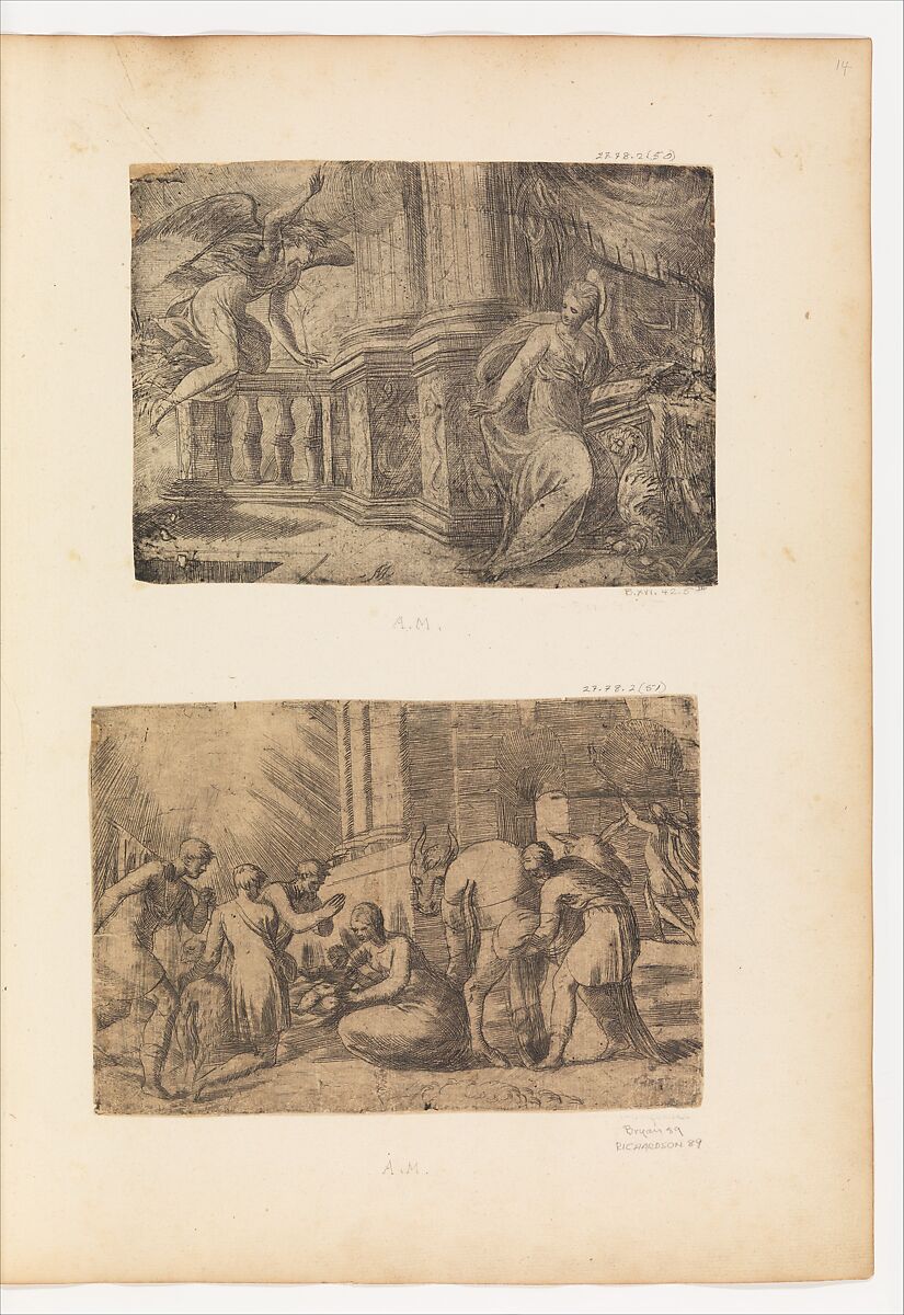 The Annunciation, Andrea Schiavone (Andrea Meldola) (Italian, Zadar (Zara) ca. 1510?–1563 Venice), Etching 