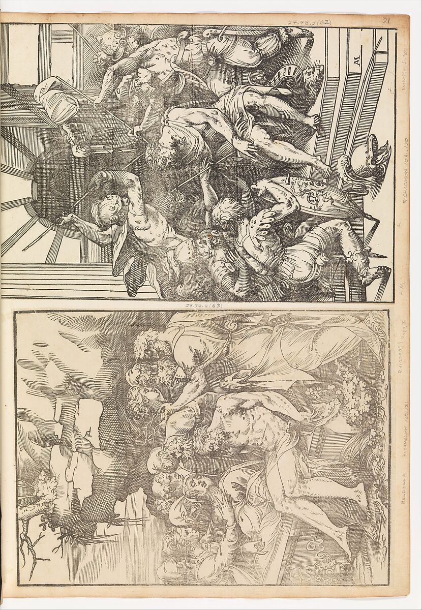 Lamentation over the Dead Christ, Andrea Schiavone (Andrea Meldola) (Italian, Zadar (Zara) ca. 1510?–1563 Venice), Woodcut 