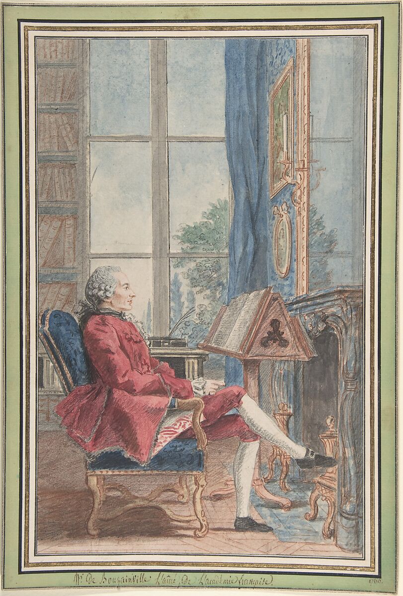 Jean-Pierre de Bougainville, Louis de Carmontelle  French, Watercolor over graphite and black and red chalk