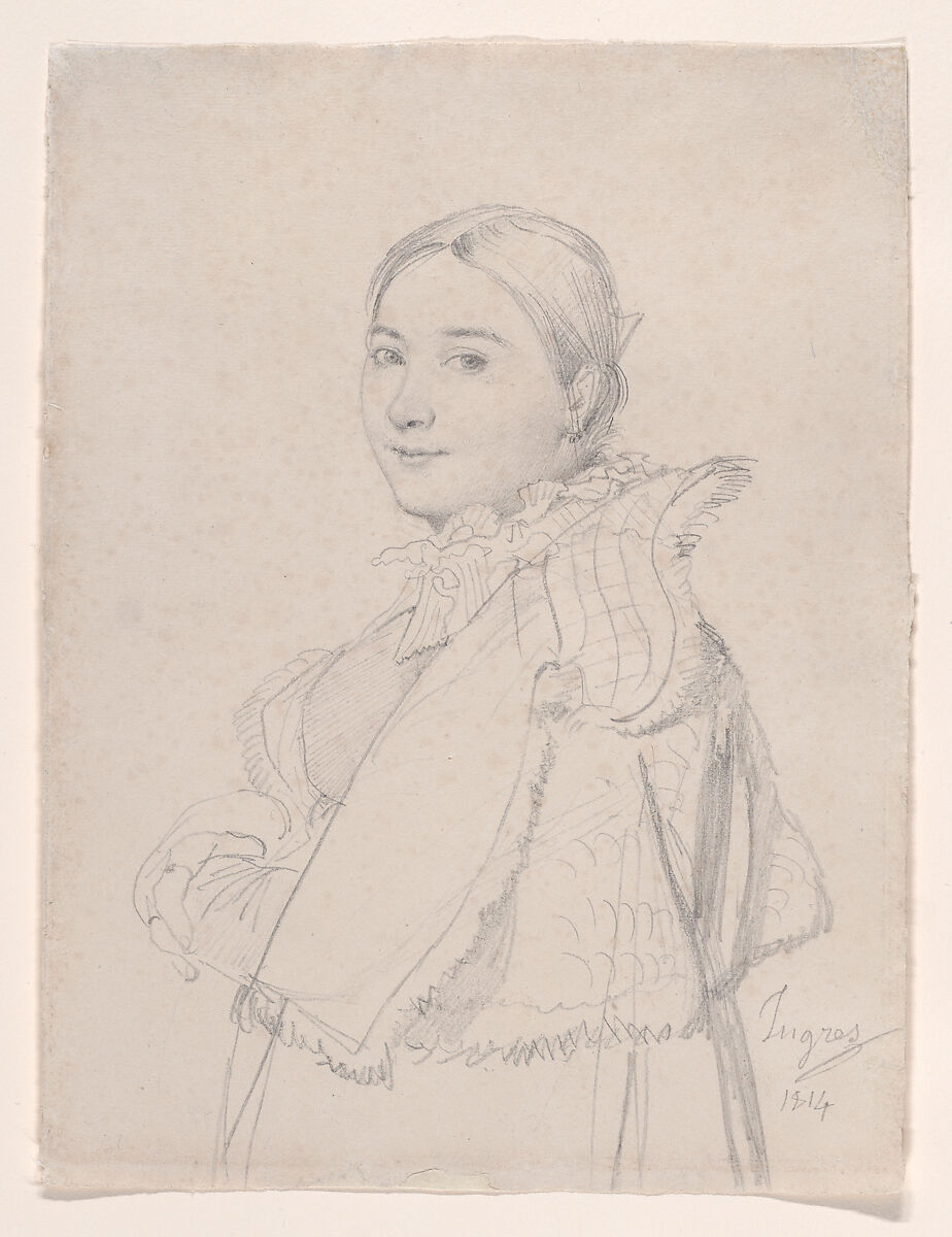 Madame Jean-Auguste-Dominique Ingres, née Madeleine Chapelle, Jean Auguste Dominique Ingres (French, Montauban 1780–1867 Paris), Graphite on off-white wove paper