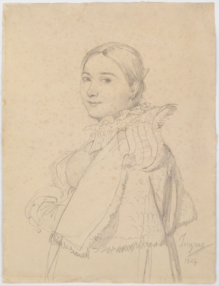 Madame Jean-Auguste-Dominique Ingres, née Madeleine Chapelle, Jean Auguste Dominique Ingres (French, Montauban 1780–1867 Paris), Graphite on off-white wove paper