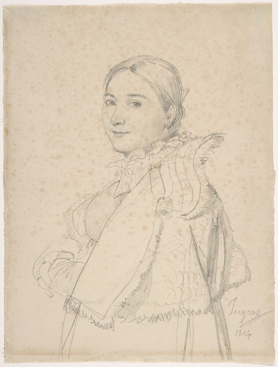 Madame Jean-Auguste-Dominique Ingres, née Madeleine Chapelle, Jean Auguste Dominique Ingres (French, Montauban 1780–1867 Paris), Graphite on off-white wove paper 