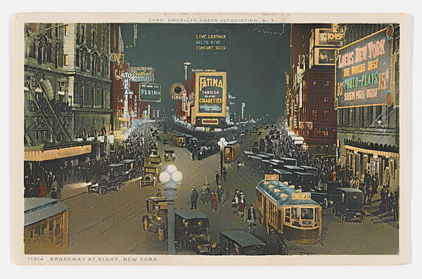 Broadway at Night, New York, Detroit Publishing Company (American), Color lithograph 