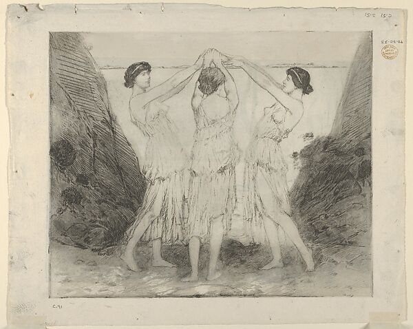 The Greek Dance, Childe Hassam (American, Dorchester, Massachusetts 1859–1935 East Hampton, New York), Etching with plate tone 