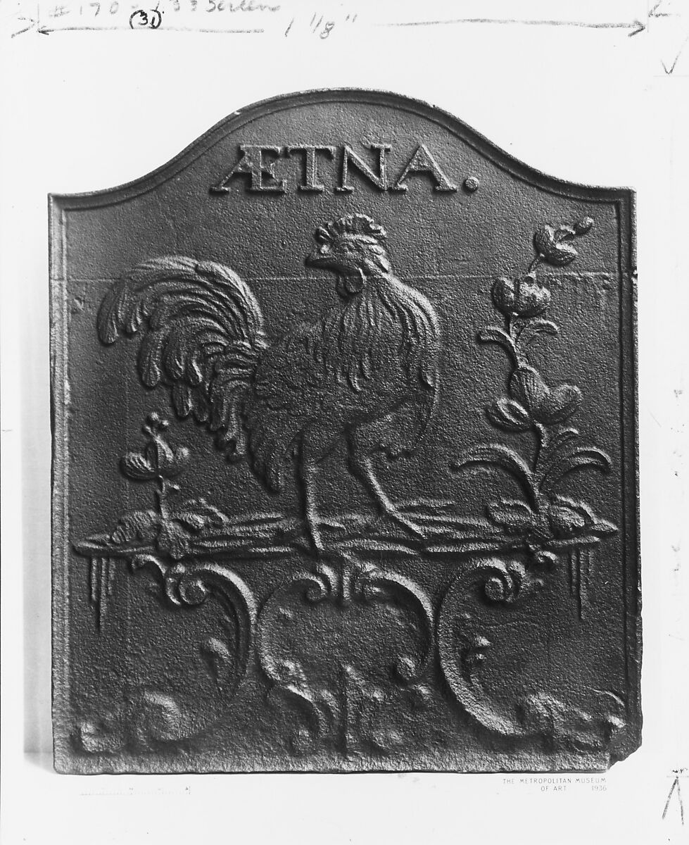Fireback, Aetna Furnace (established 1776), Cast iron, American 