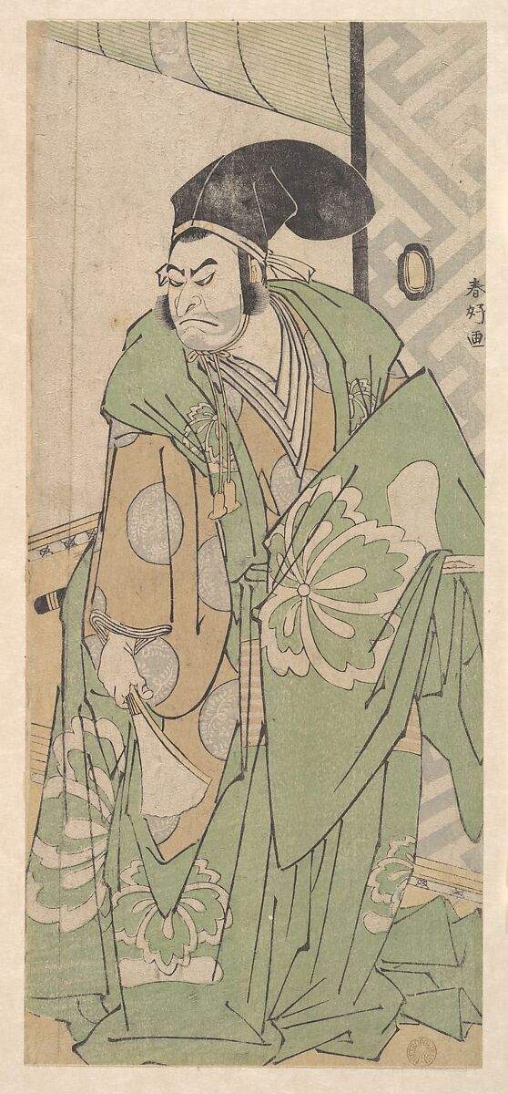 The First Nakamura Nakazo in the Role of Ko no Moronao, Katsukawa Shunkō (Japanese, 1743–1812), Woodblock print; ink and color on paper, Japan 