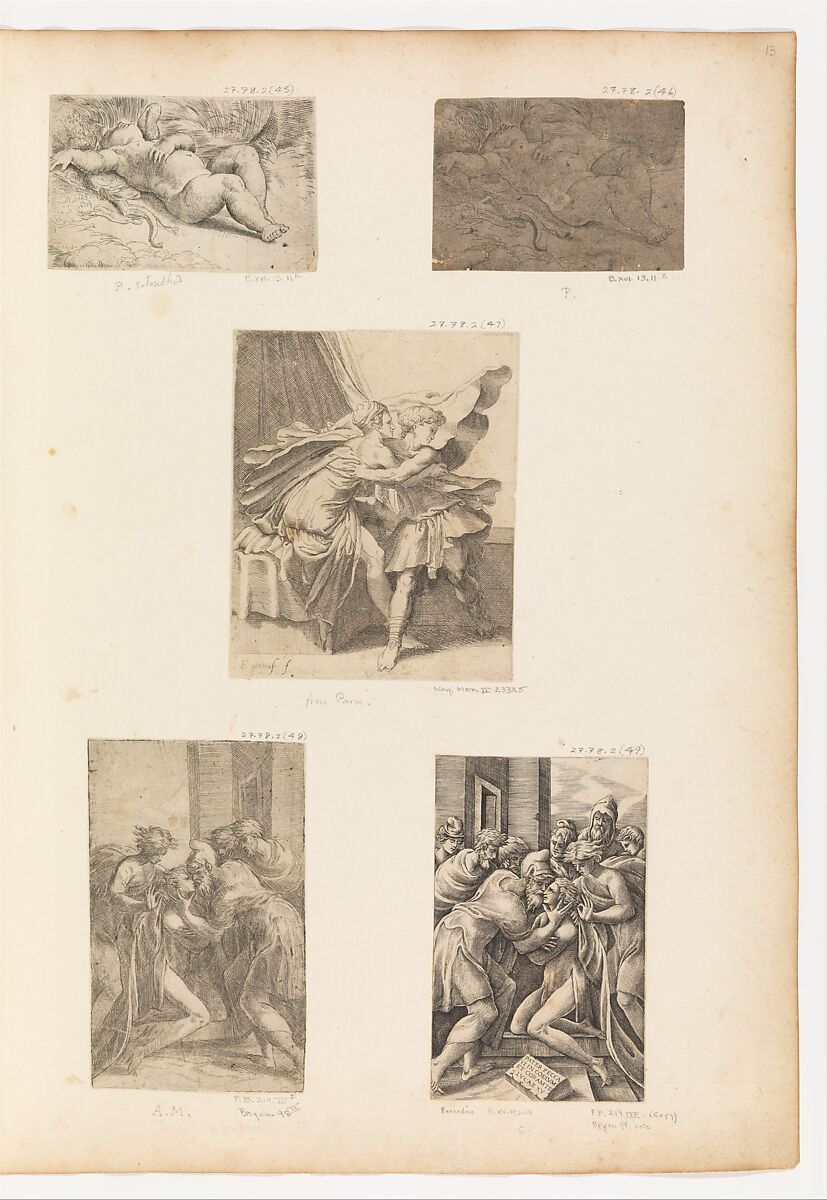 Cupid Sleeping, Parmigianino (Girolamo Francesco Maria Mazzola) (Italian, Parma 1503–1540 Casalmaggiore), Etching with engraving 