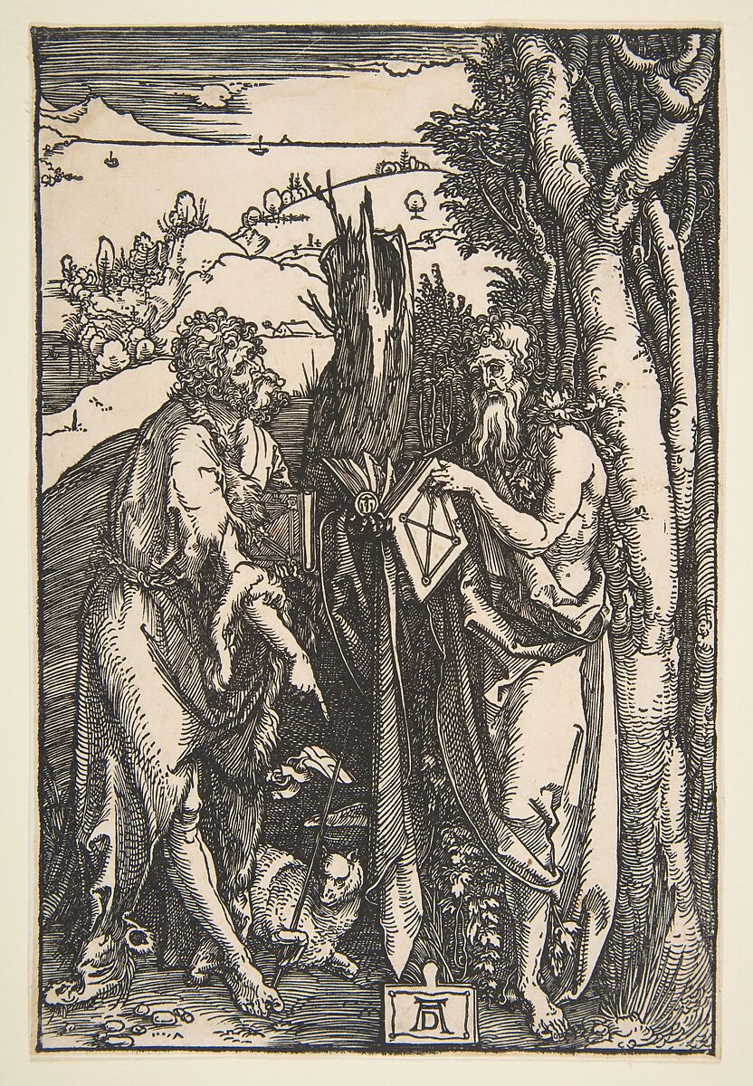 Saint John the Baptist and Saint Onuphrius, Albrecht Dürer (German, Nuremberg 1471–1528 Nuremberg), Woodcut 