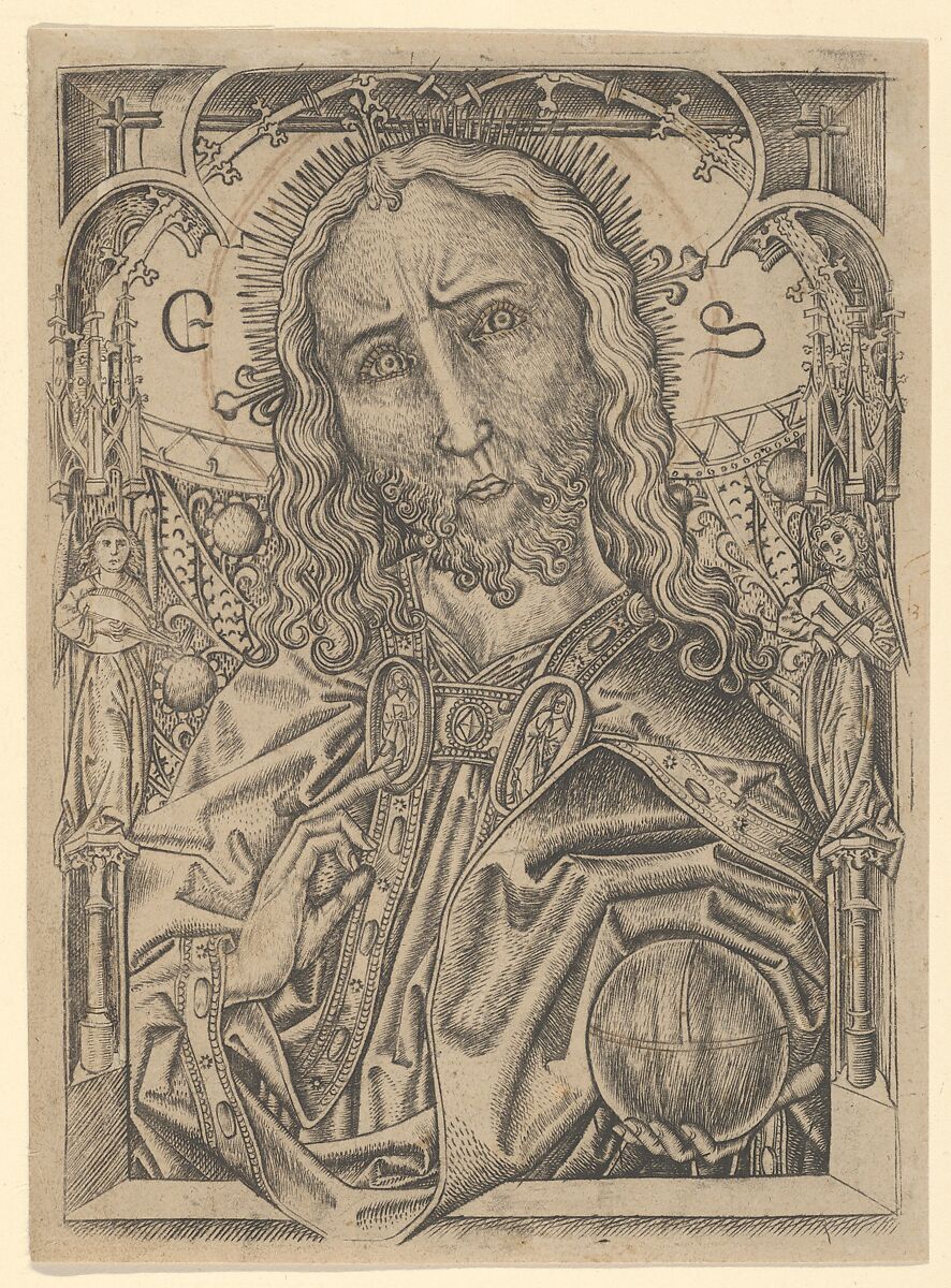 The Savior, Master ES (German, active ca. 1450–67), Engraving; second state 