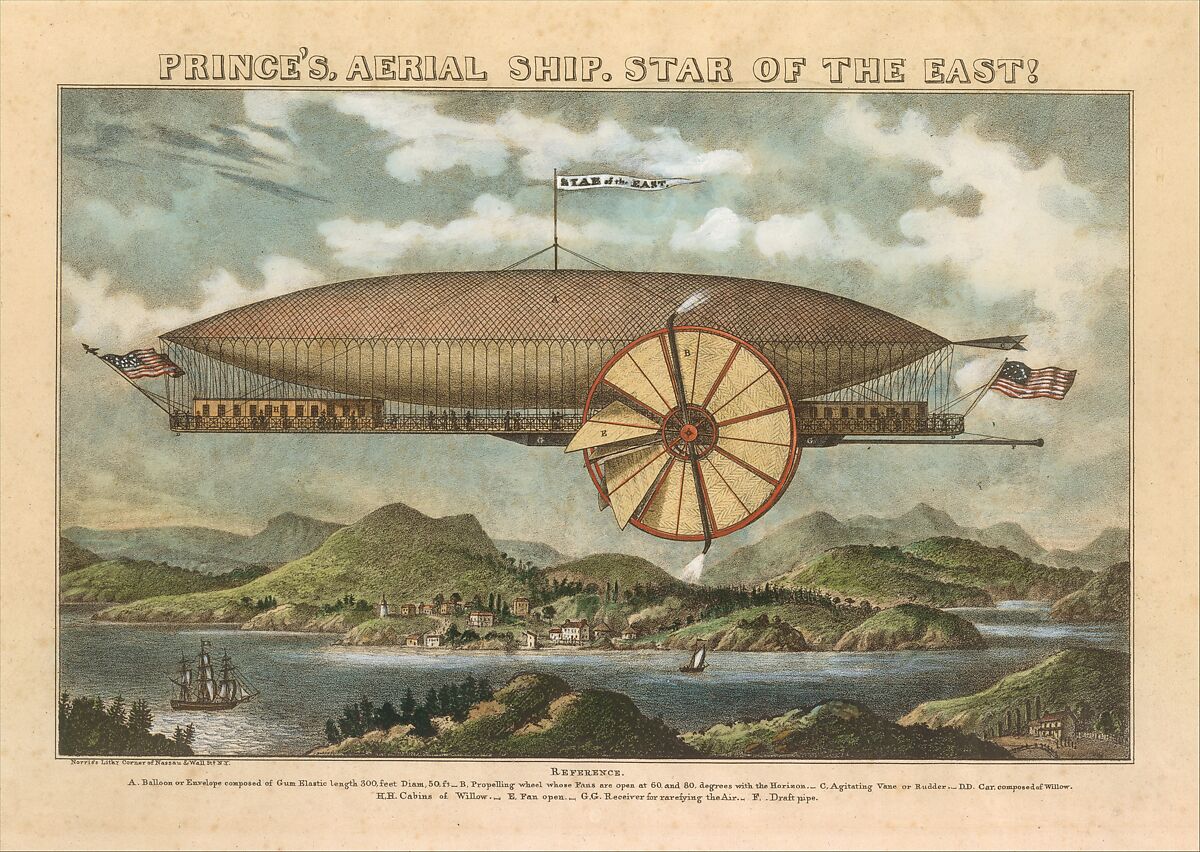 Prince's Aerial Ship. Star of the East!, Norris&#39;s Lithography (New York, NY), Hand-colored lithograph 